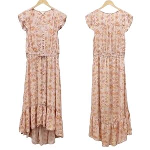 Lucky Brand Boho Floral V-neck High-low Hemline Maxi Dress NWT Size Small Petite
